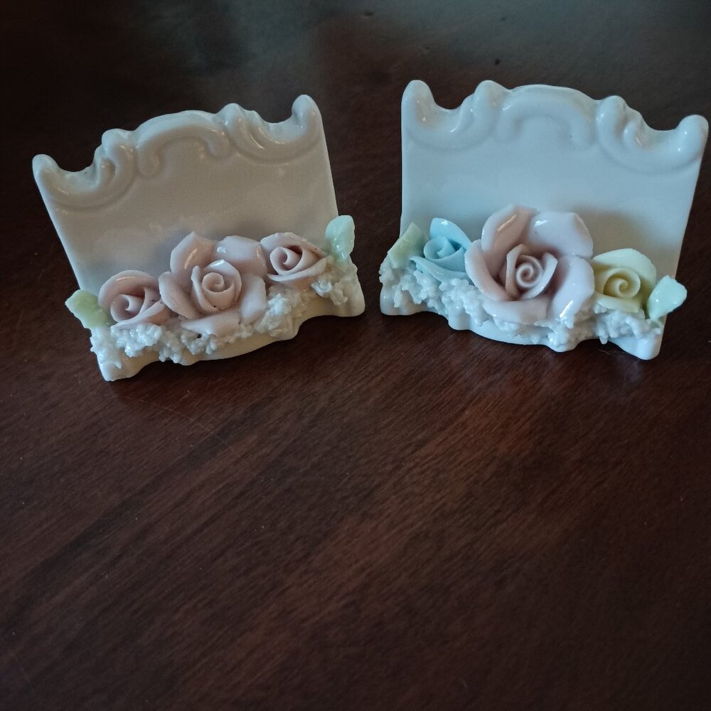 Vintage Place Card Holder, Set of 2 Bone China